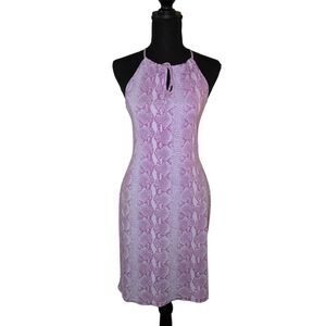 Y2k Purple Snakeskin Print Euro Halter Mini Dress 💜